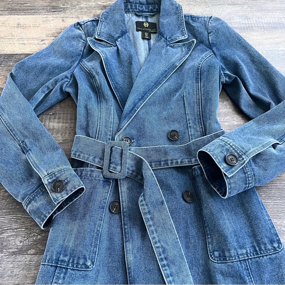 NWOT House of Harlow Denim Trench Coat Size Small - Picture 7 of 8